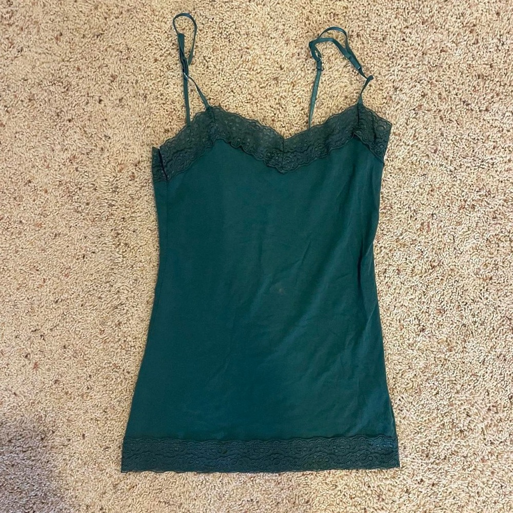 Excellent condition Y2K size S Green blue color lace cami with adjustable straps